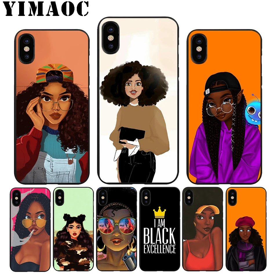 

YIMAOC A5 2bunz Melanin Poppin Soft TPU Black Silicone Case for iPhone Xr Xs Max X or 10 8 7 6 6S Plus 5 5S SE