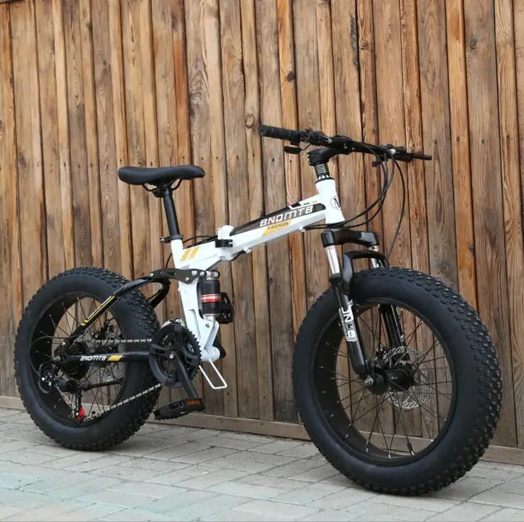 Складной велосипед для снега MTB 2" 7 21 24 27 скорость двойной диск горный Fat велосипедная Подвеска стальная рама 4" Шины алюминиевые колеса 20 кг