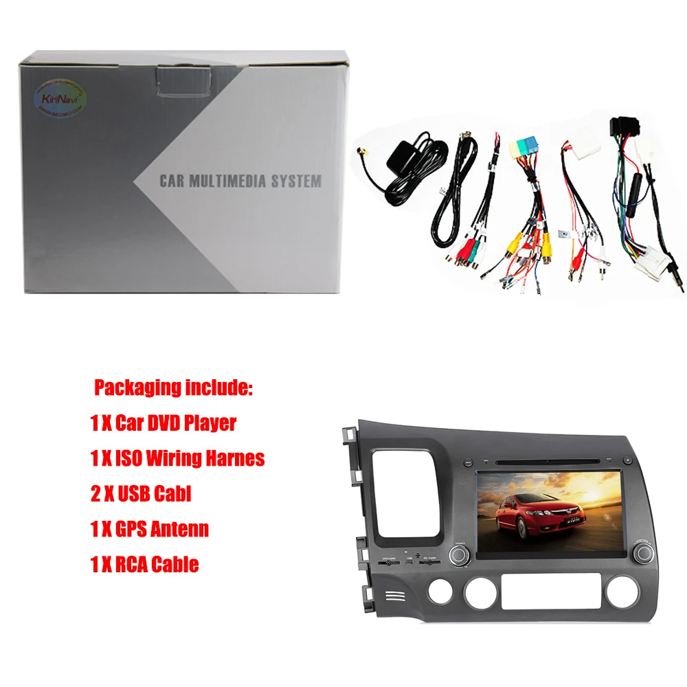 Clearance KiriNavi Octa core 4G LET android 7 car multimidia autoradio for honda civic car audio dvd 2006 - 2011 gps support 4K Video 4G 5