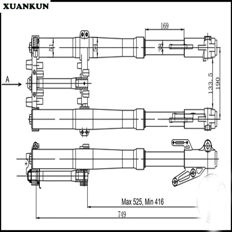 Xuankun Cafe Racer Перевернутый Амортизатор перевернутый вилки сборки направленного колонн на Панели под доска вилки