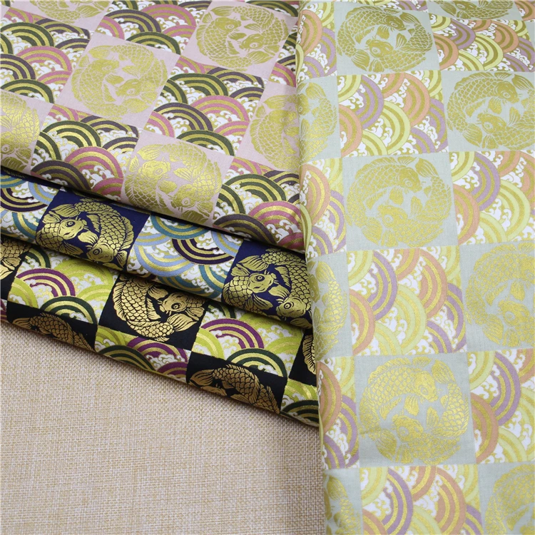 

African Fabric Tissus Silk Fabric Hand-made Diy Bags Of Pure Cotton By Japanese Imported Qg And Wind-stamped Square Circle Carp