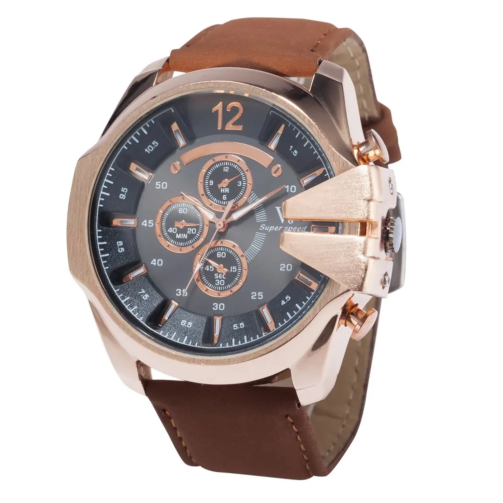 

Creative Men Sports Wristband Cowboy V6 Quartz-Watch Analog Clock Stainless Steel with Clasp Buckle Casual Style