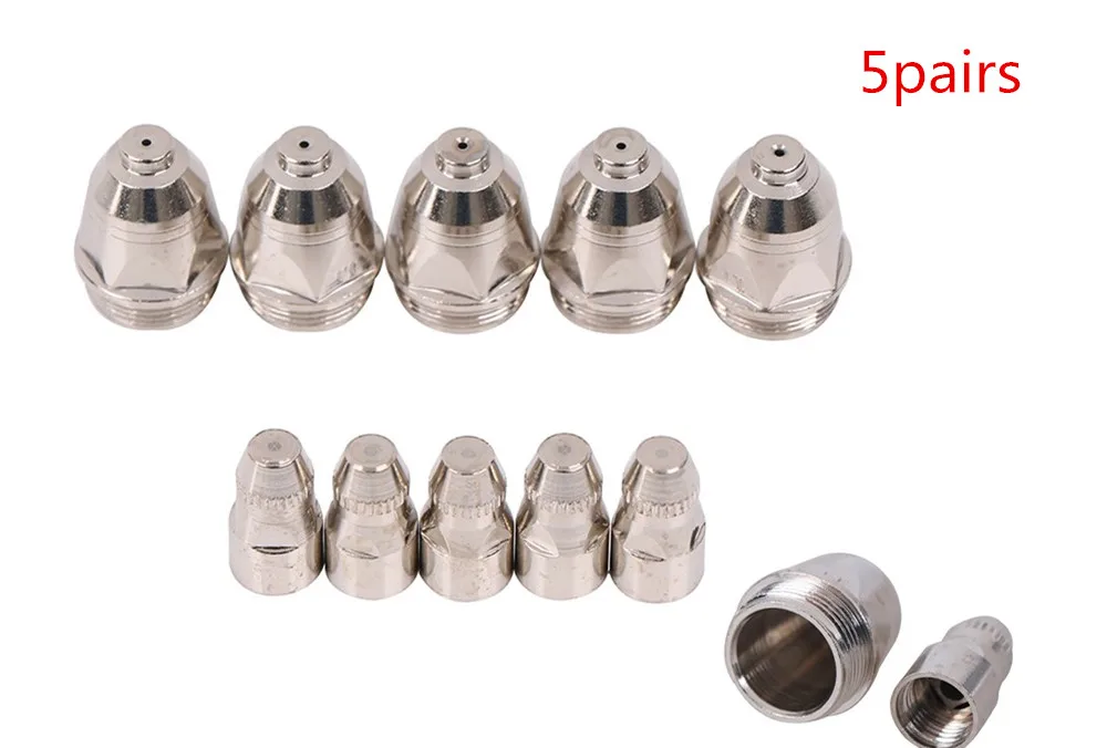 10pcs/5 Pairs P80 Plasma Cutting Torch Electrode Consumable 1.1mm Nozzle Tip Electrode Trail Pack