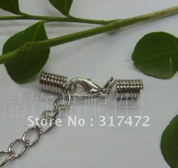 

2mm leather cord Clasps with end chain setting 200set/lot