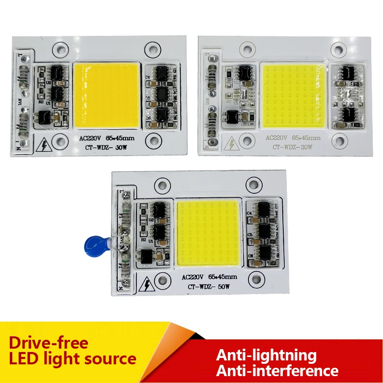 

LED COB Lamp Chip Anti-lightning Anti-interference 20W 30 50W 220V Input Smart IC Driver Fit For DIY LED Floodlight Spotlight