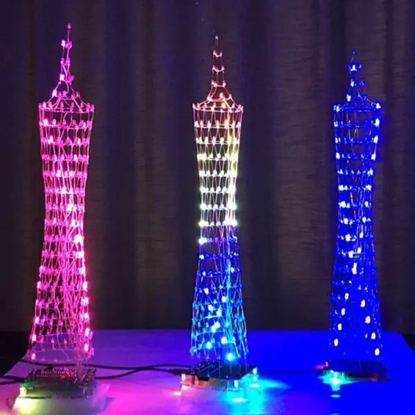 Обновленный DIY 16x16 точечный матричный светодиодный светильник Cu-be Canton Tower, набор беспроводного пульта дистанционного управления, электронный комплект, 6 цветов, акриловый чехол