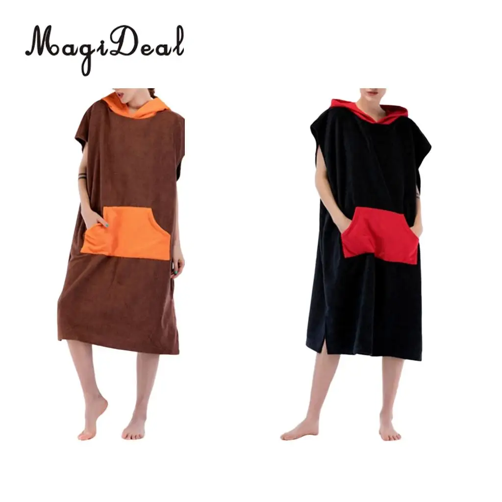 MagiDeal Newest Perfeclan Water Sports Surfing Equipment Unisex Surf Beach Hood Poncho Towel Wetsuit Changing Robe & Pocket 