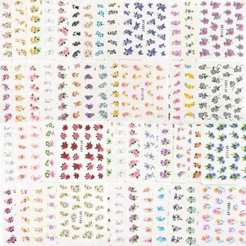 60 Sheets Flowers Designs DIY Decals Nails Art Water Transfer Printing Stickers For Manicure Salon