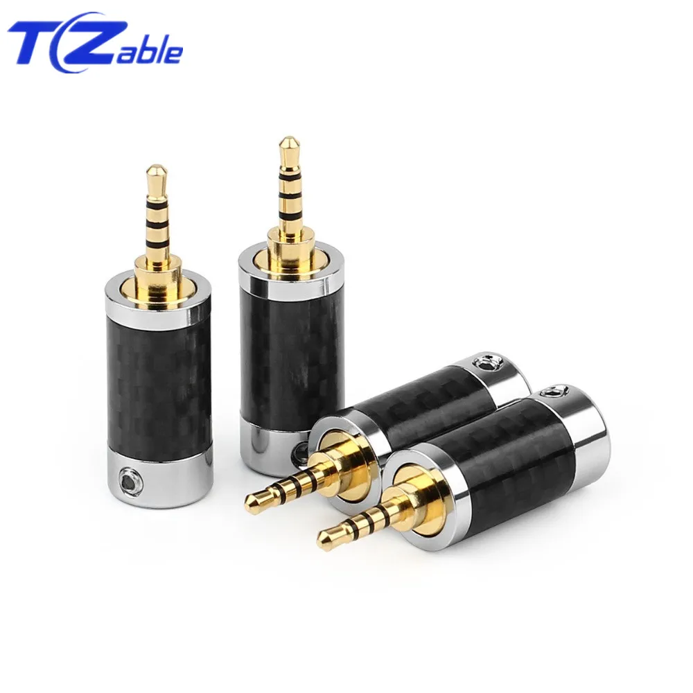 2 5mm 3 5mm Hifi Headphone Jack Solder 3 5 4 Poles Male Audio Plug Stereo Carbon Fiber Earphone Adapter Connector Balance Plug