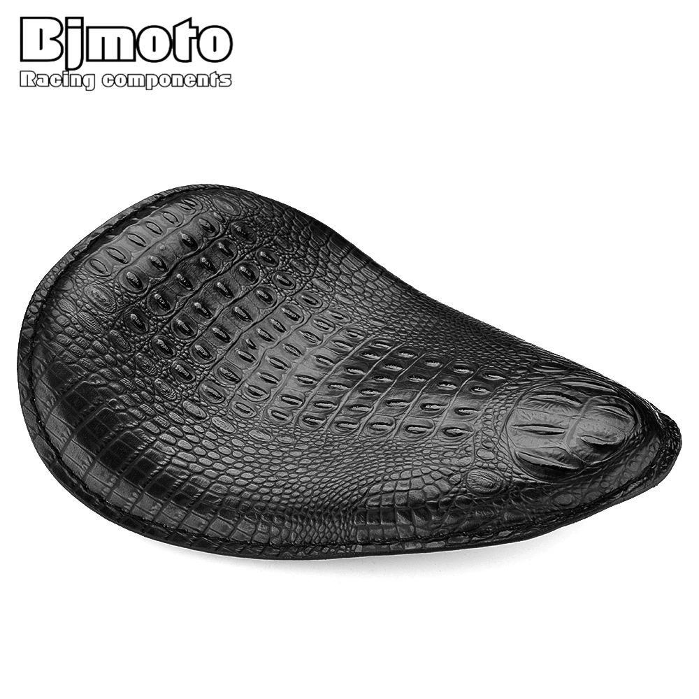 

BJMOTO Motorcycle Retro Black/Brown Crocodile Leather Style Solo Slim Seat For Harley Yamaha Sportster Bobber Chopper and Custom