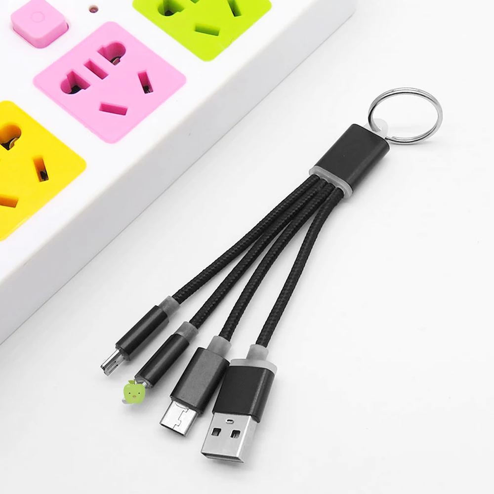 FBYEG 3 في 1 كابل يو اس بي المفاتيح المحمولة المصغّر usb نوع C متعددة كابل الشاحن ل xiaomi huawei mini المحمولة كابل قصير