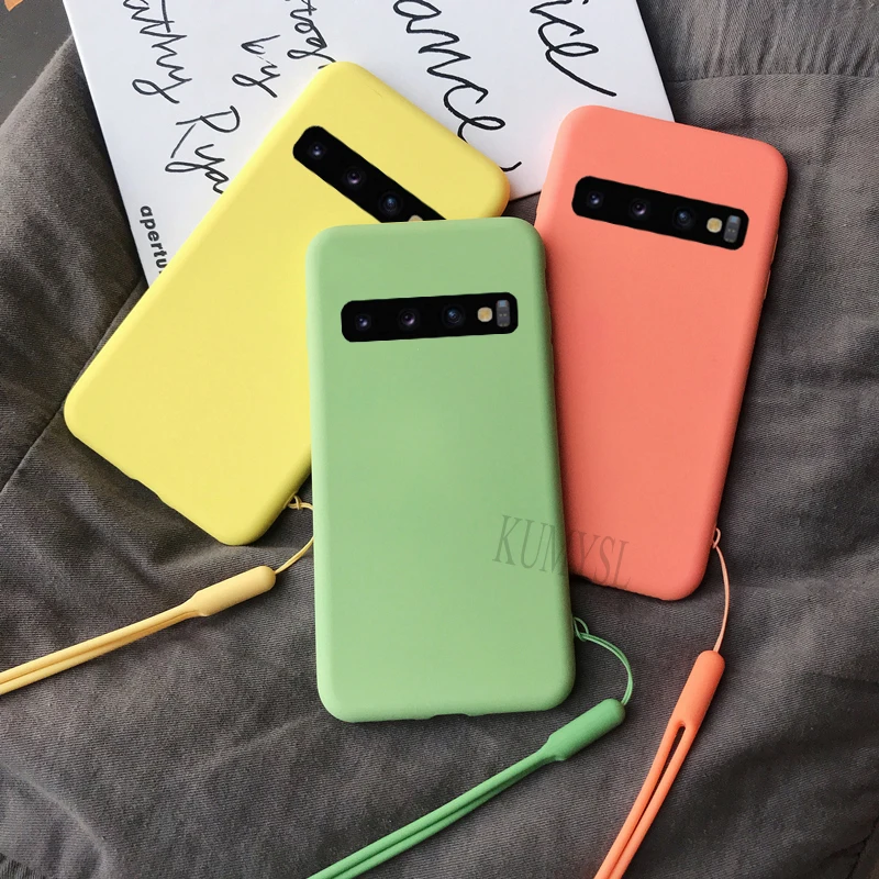 Чехол из жидкого силикона для samsung Galaxy S10 S8 S9 плюс A7 A6 J4 J6 J8 A10 A20 A30 A40 A50 A70 M10 M20 M30 чехол сo шнуром