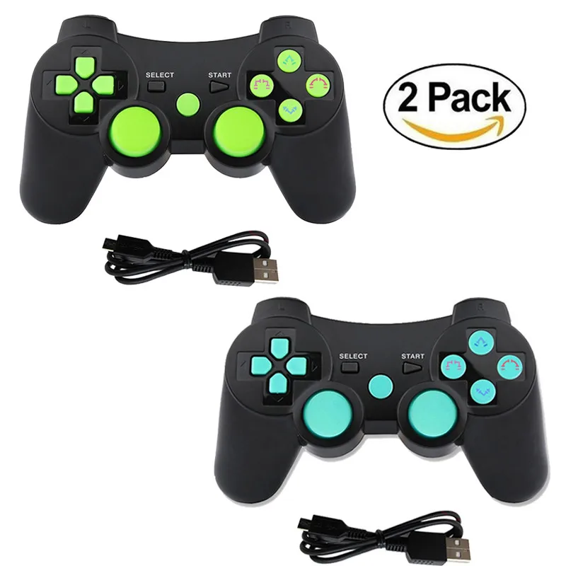green and blue K ISHAKO Bluetooth контроллер для sony PS3 геймпад для игровой станции 3 беспроводной джойстик для sony Playstation 3 консоль - Цвет: green and blue