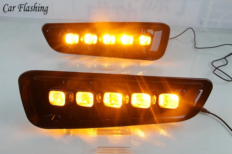 Автомобильная проблесковая 1 комплект DRL Противотуманные светильник Дневной светильник тумана светильник s для Ford F150 Raptor SVT с Поворотная сигнальная лампа