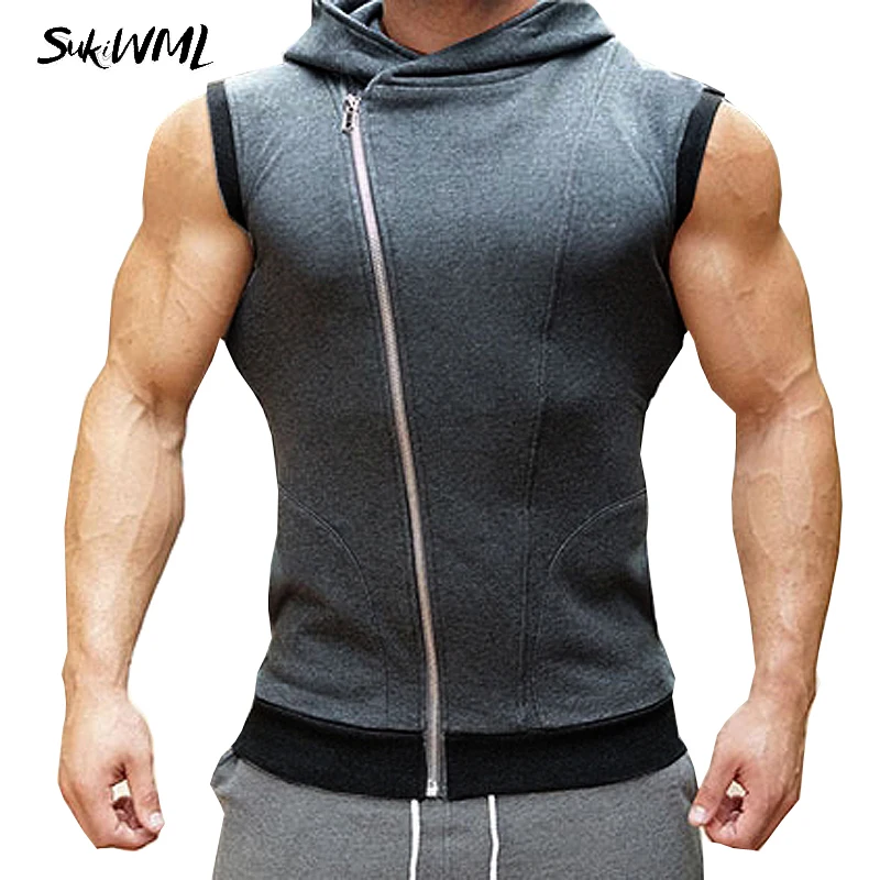 SUKIWML 2017 Fashion Men Bodybuilding Tank Top Hoodies Fitness Tank Top ...