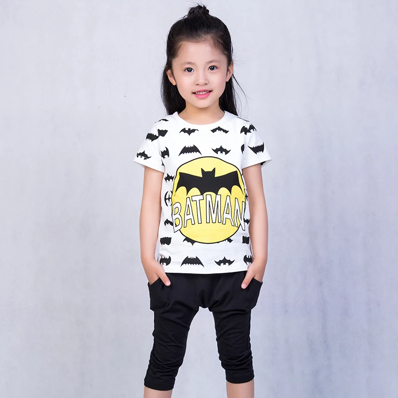 Manufacturer direct sale 2018BAILIWEINI summer new two - piece short-sleeved full printed bat seven-point boys and girls suit | Детская