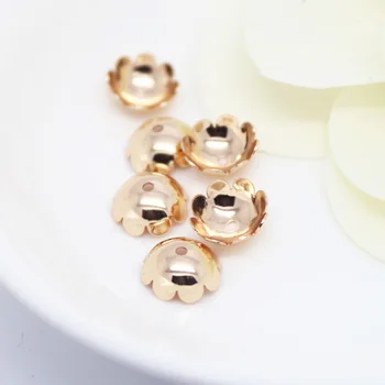 

K color Gold color hypoallergenic flower receptacle end bead caps for jewelry making 8mm 30pcs