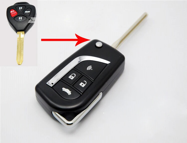 

4 Buttons Modified Flip Folding Remote Key Case Shell For Toyota Camry Key Fob Cover + Free Shipping