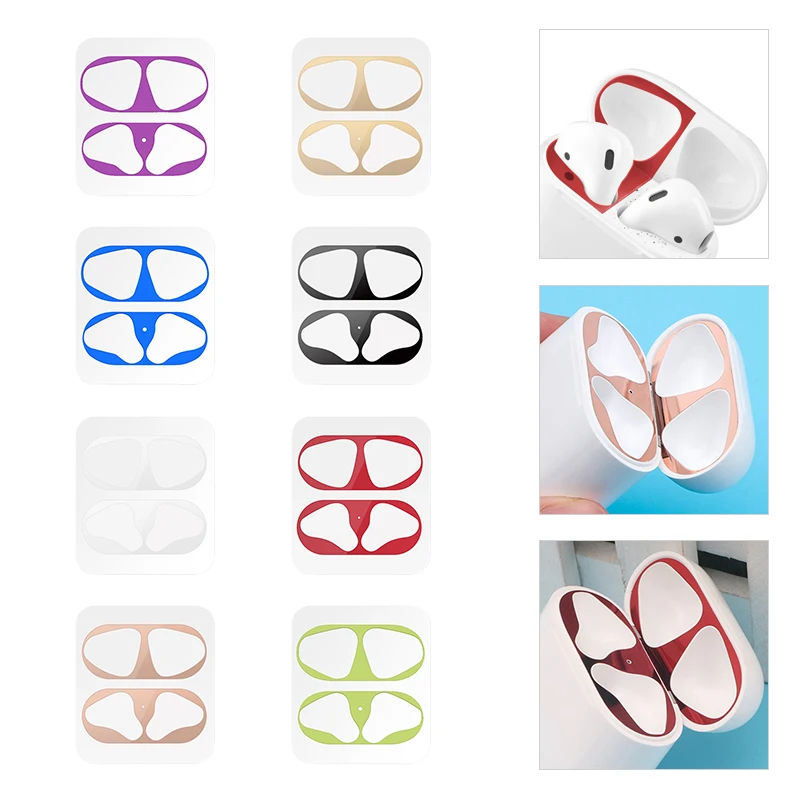 

Ultra Slim Metal Dust Guard for Apple AirPods Case Cover Accessory Protection Sticker Skin Protecting For AirPods Metal Shavings