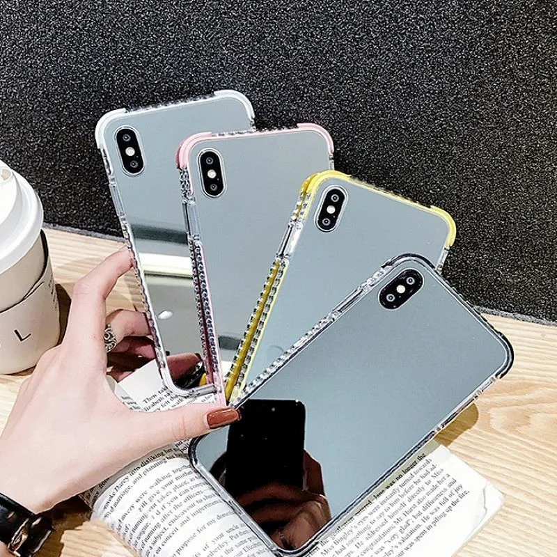 

Mirror Phone Case For iPhone 7 Case 6 6S 8 Plus X XS XR XS Max Woman Makeup Mirror Soft silicone hard Back anti-fall Cover Coque