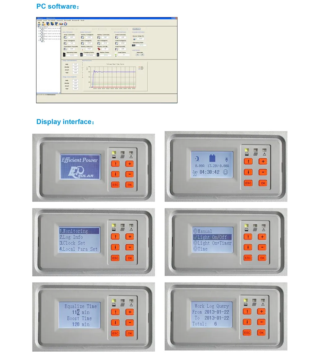 Контроллер слежения на солнечной батарее 60A IT6415ND ble box MT50 meter 60 amps 12 V/24 V/36 V/48 V батарея авто работа ЖК-дисплей экран