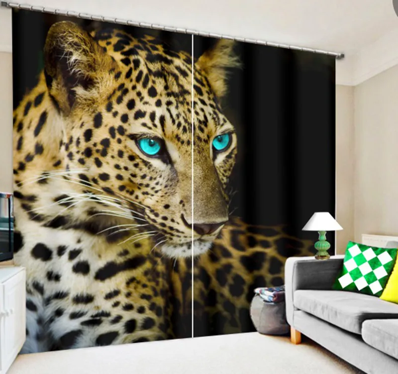 

The Tiger and leopard 3D Blackout Curtains Healthy non-pollution Digital Print Blue eyes Curtains for Bedding room Living room