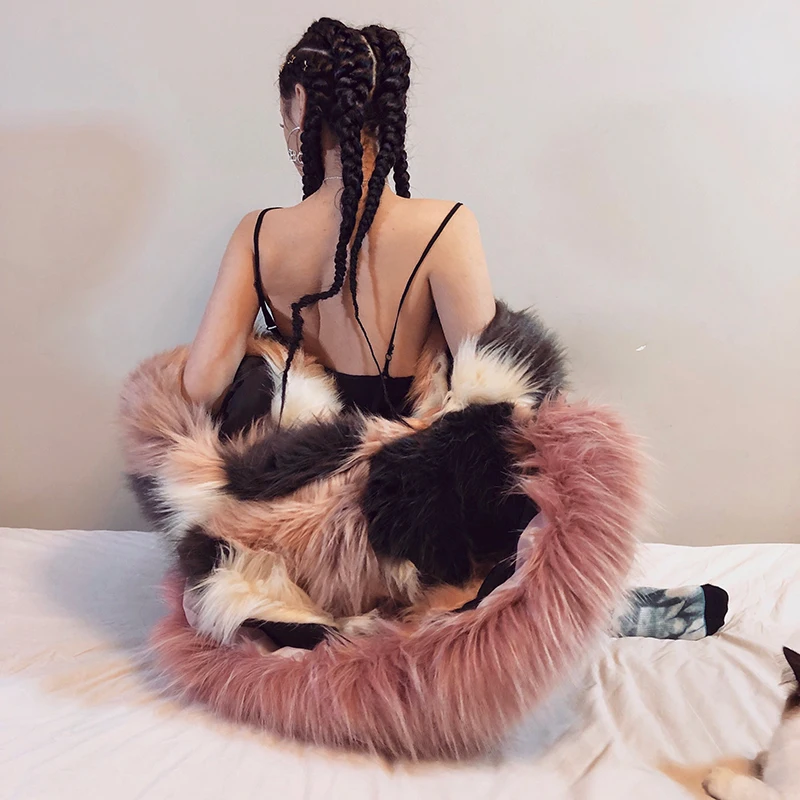 

2019 new fashion women luxury Large Gradient fur collar hooded coat warm Fox fur liner parkas long winter jacket top quality 59