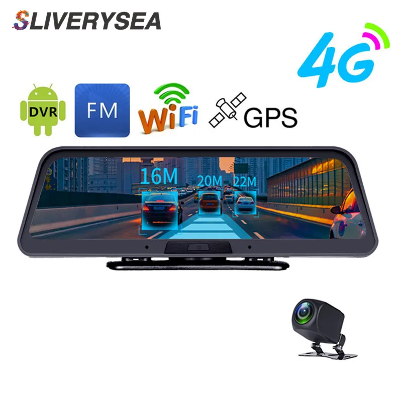 

SLIVERYSEA Car DVR Camera 4G ADAS 10" Android 5.1 GPS Navigator Registrar Video Dash Cam Recorder with Two Cameras Mirror
