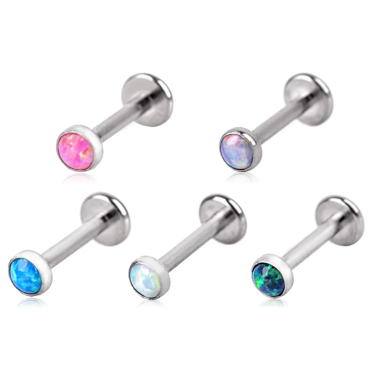 

Surgical Steel Opal Stone Labret Lip Stud Ear Piercing Cartiliage Tragus Helix Earring Nose Stud Lip Ring Body Piercing Jewelry