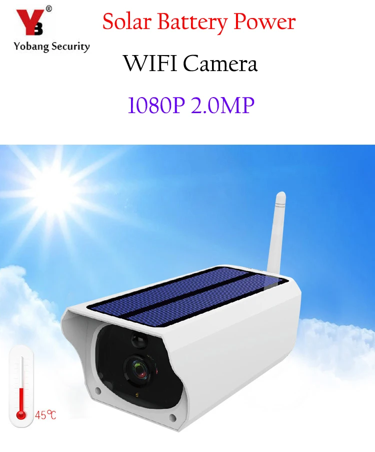 

Yobang Security Solar Power WIFI Wireless Waterproof Outdoor Surveillance Security CCTV Camera 1080P 2.0M PIR Video Recorder SD