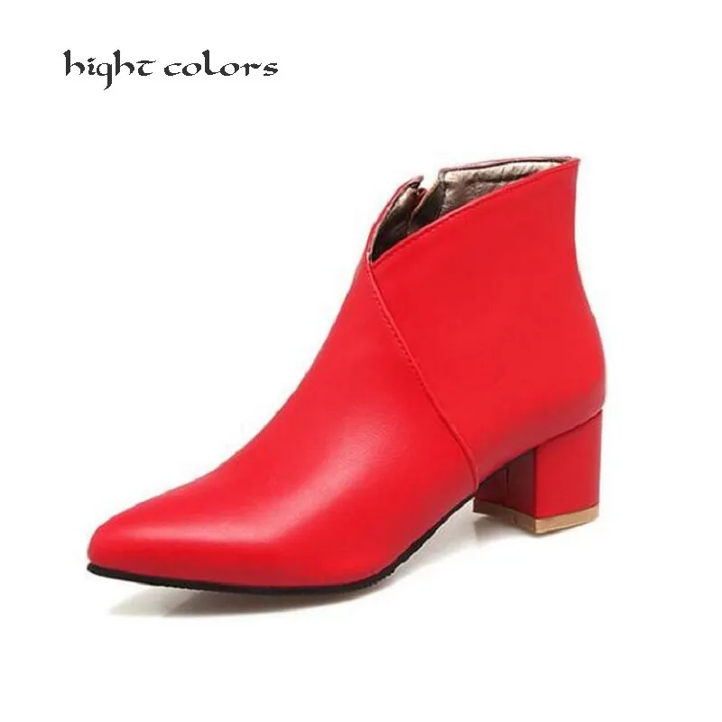Г. Новая обувь женские ботинки ботильоны на высоком каблуке ботинки на шнуровке с острым носком и пряжкой женская обувь на молнии красный, синий цвет, большие размеры 43, 44, 45