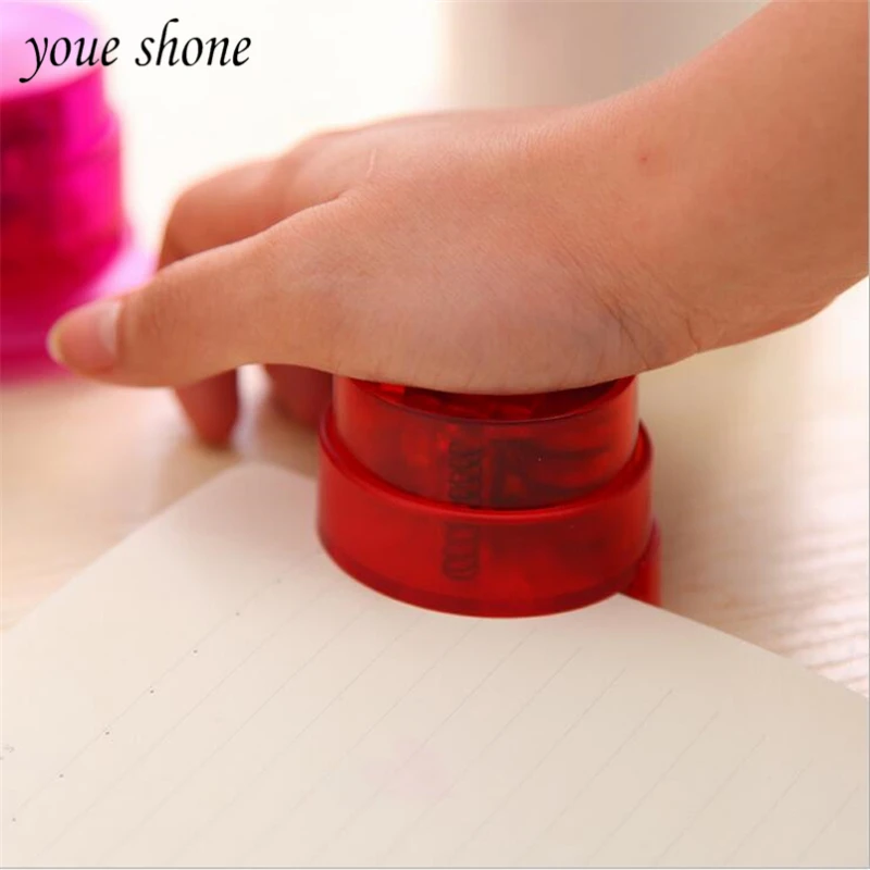 

1 Sets Needleless Stapler Creative Stationery Student Office Supplies Mini Model Beautiful Colors Good Quality YOUE SHONE