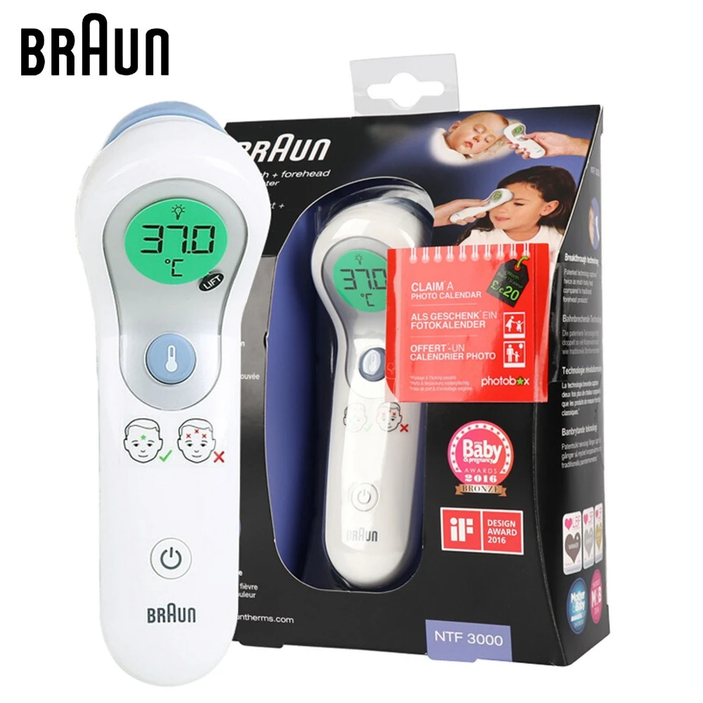 

Braun Digital Forehead Electric Infrared Thermometer Fahrenheit Celsius Show Baby Infants Toddlers Adults NTF3000 Health Care