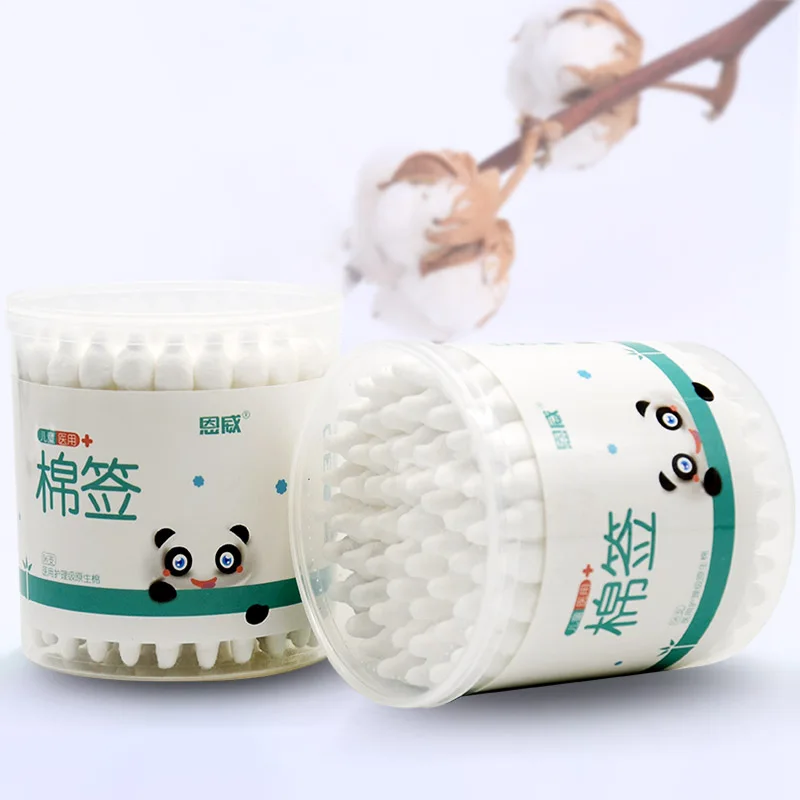 

56pcs Medical Baby Cotton Swab Gourd Shape Baby Care Nose Ears Clean Sticks Medical Buds Disposable Double Large Head Baby Swabs