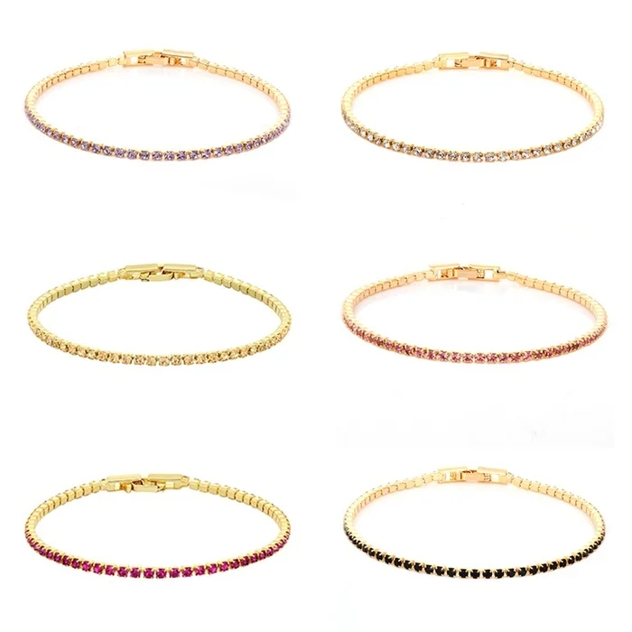 10 цветов s кластер маленькие тонкие круглые фианиты кристаллы теннисная цепочка золотые цветные браслеты для женщин девушек ювелирные изделия крошечные браслеты pulseras