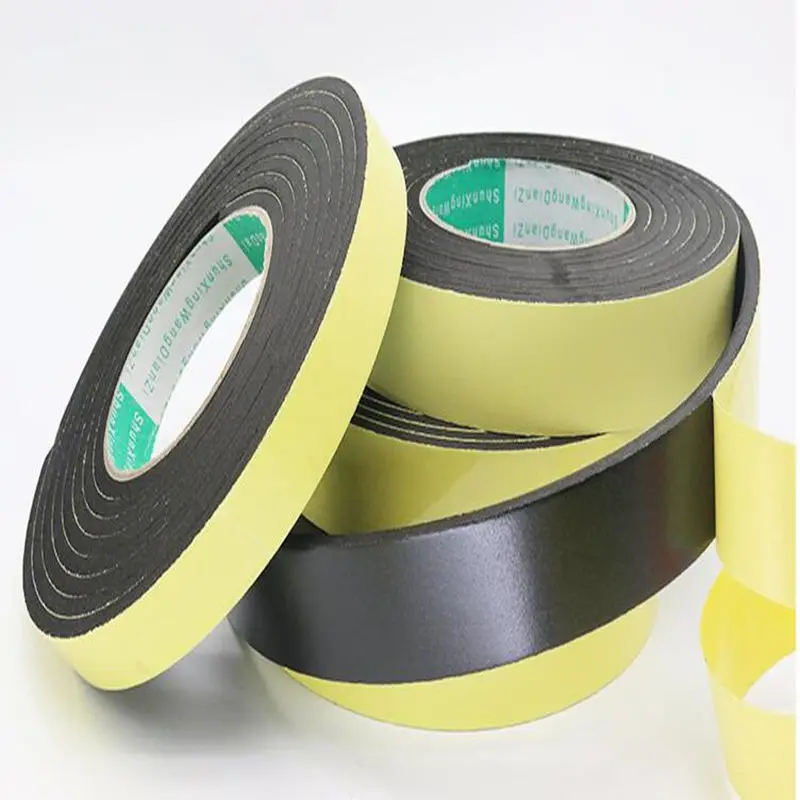 Strong adhesion EVA black sponge foam rubber tape anti-collision seal strip 1, 2, 3mm thick