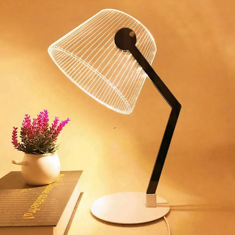 Simple Acrylic 3D Table Lamp LED Light Bedside Lamp Study Living Room Bedroom Decoration Desk Light Creative Stereo Vision Light (2)