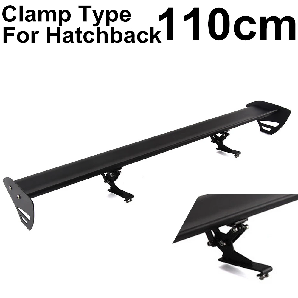 

43'' Black Universal Single Deck Hatchback Car GT Rear Wing Racing Spoiler Lightweight Aluminum Clamp Trunk Cover