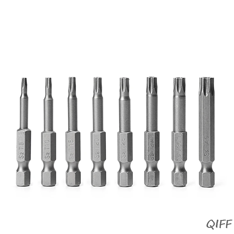 8 шт./компл. 1/4 дюйма 50 мм T8-T40 Магнитный Torx электрической насадки для отвертки набор Mar28