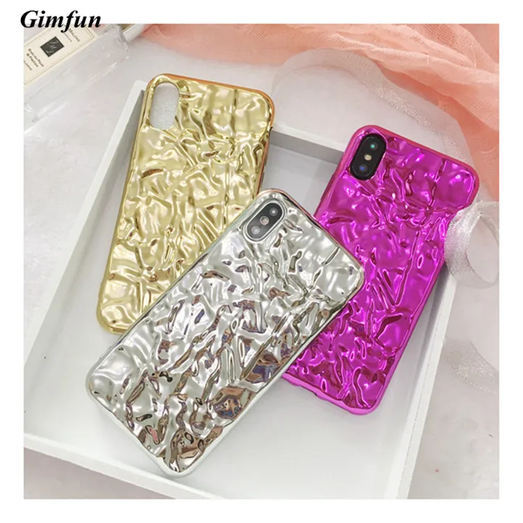 

Luxury Electroplate Gold Tin Foil Phone Cases for Iphone 7 X Soft TPU Silicone Cover for Iphone 7Plus 6 6s Coque Fundas