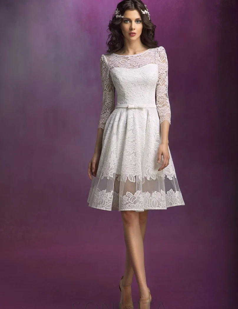 modest wedding dresses 3/4 sleeves
