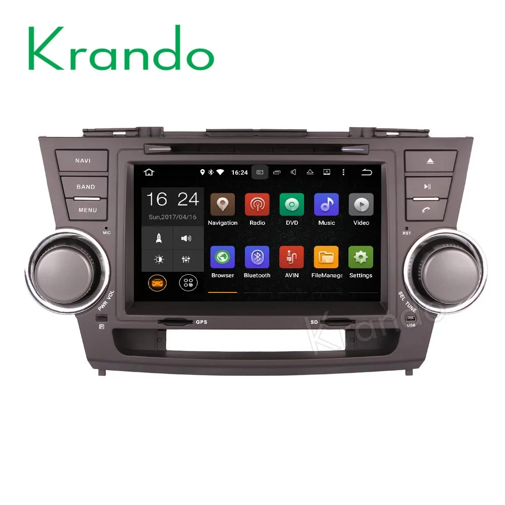 Krando 8 "Android 8,0 Автомобильный gps навигационная мультимедийная система для toyota highlander 2008-2014 аудио радио dvd-плеер bluetooth DAB +