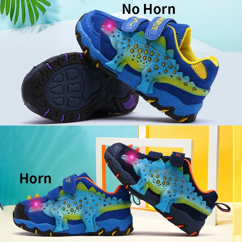 Dinoskulls/детская обувь; 3D Динозавр; светильник; кроссовки для мальчиков; светодиодный; бархатные Детские кроссовки; Светящиеся теннисные туфли для больших мальчиков
