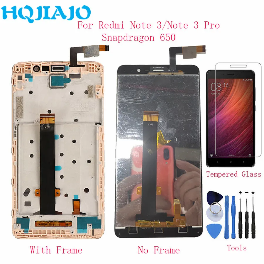 

HQJIAJO For Xiaomi Redmi Note 3 Snapdragon 650 LCD Screen Touch Display Digitizer With Frame For Redmi Note 3 Pro 150mm LCDs