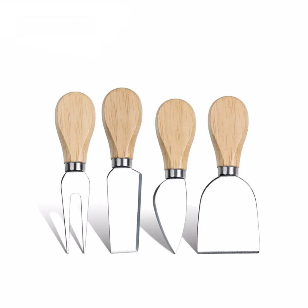 AHTOSKA Cheese Knives Chees Grater With Bamboo Wood Handle 4 Pieces Cheeses Tools Steel