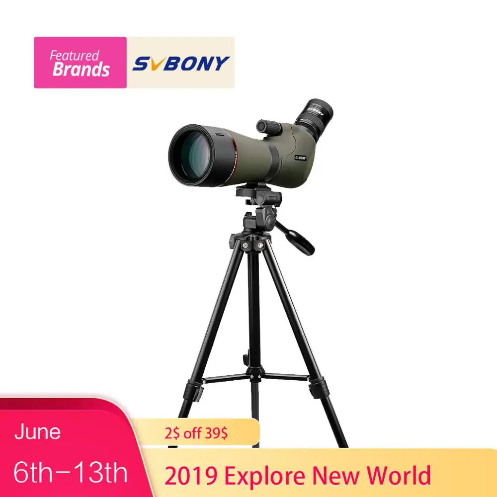 

SVBONY 20-60x80 Zoom Spotting Scope Nitrogen Filled Water-proof Telescope Dual Focus Mechanism Metal Body w/ 54" Aluminum Tripod