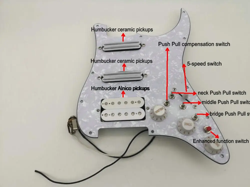 

Strat Guitar Pickups Pickguard SSH Humbucker Pickups Multifunction Super line assembly