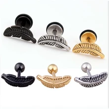 1 пара 16 г перо из нержавеющей стали анодированный пирсинг хряща уха серьги козелок посеребренный пирсинг спираль ювелирные изделия