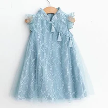 DZIECKO/платье Ципао в китайском стиле для девочек, летняя одежда, платье-пачка с вышивкой, одежда для девочек, детская одежда, платья