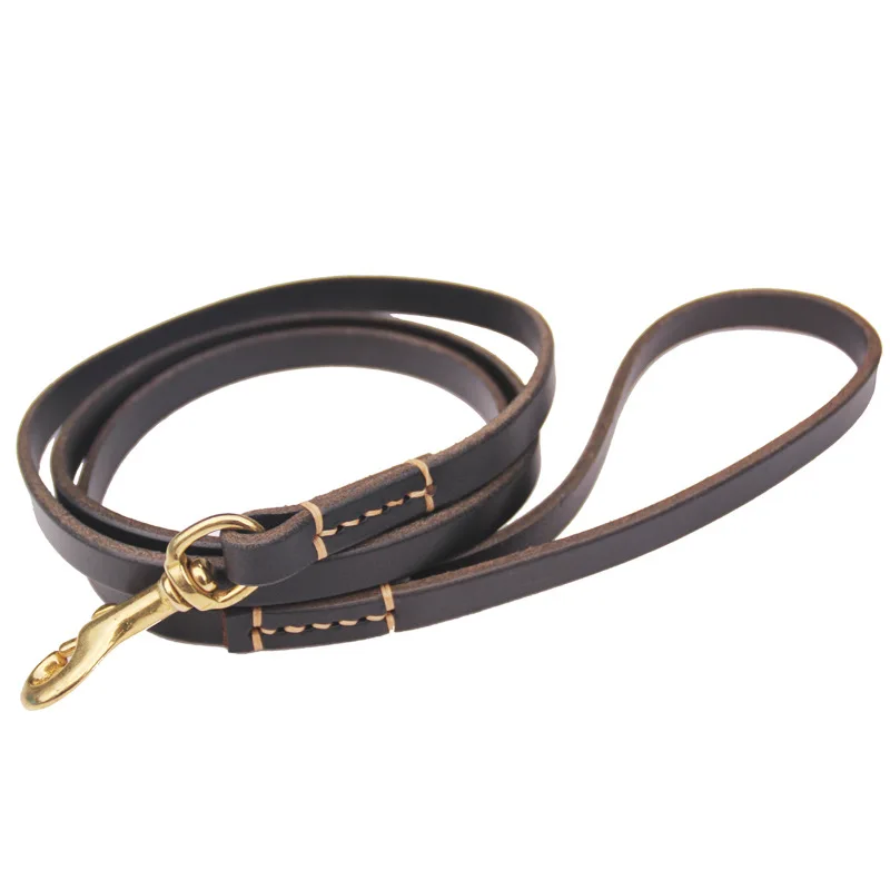 

1.5m long Genuine Leather Dog Leash pet Walking Leads Real Leather dog Traction rope Leashes for small Medium large Big Dogs